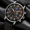 Fashion Men's Casual Calendar Quartz Watch, Sports Analog PU Leather Wrist Watch with Box, Men's Gifts