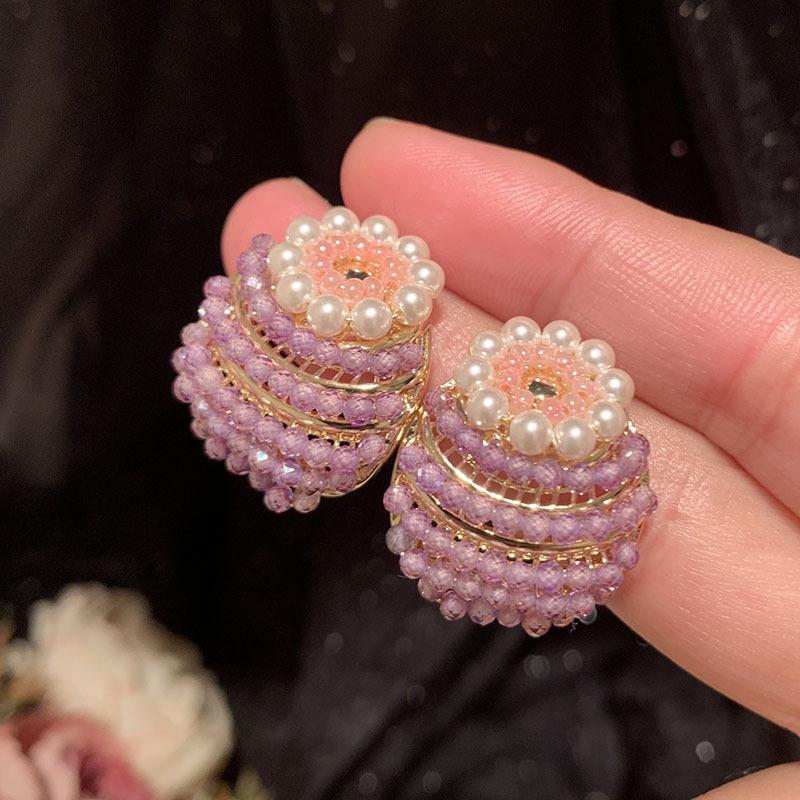 

Pearl flower oval earrings sweet girlish fashion stud earrings niche exquisite versatile temperament earrings