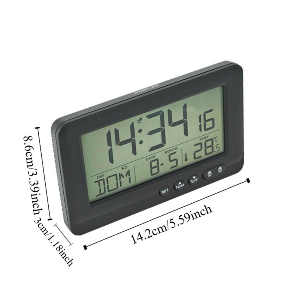 Time/Date/Week/Temperature Electronic Alarm Clock LCD Display Plastic Digital Alarm Clock 12/24 Hours 7 Languages