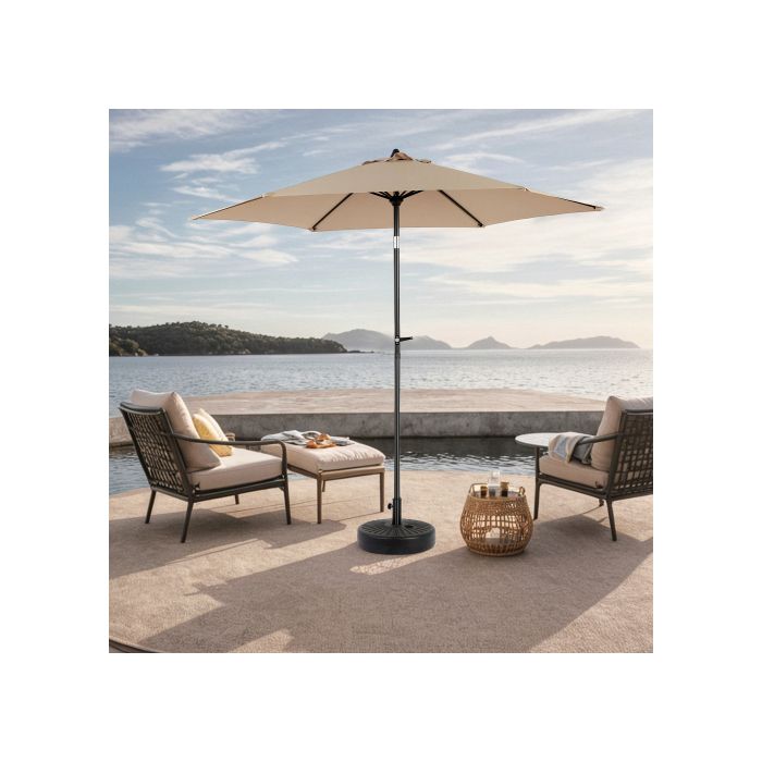 Parasol extérieur rectangulaire double face de 2,7 m avec manivelle (kaki) (sans pied)