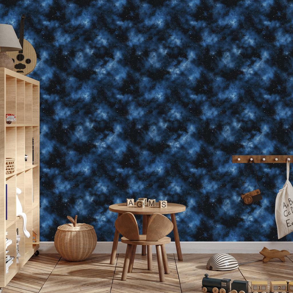 Watercolor Galaxy Navy Blue Wallpaper for Living Room and Bedroom 50x1000