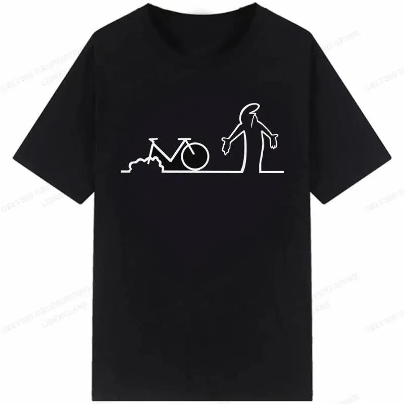 Line Art Bike Person Design T-shirt
