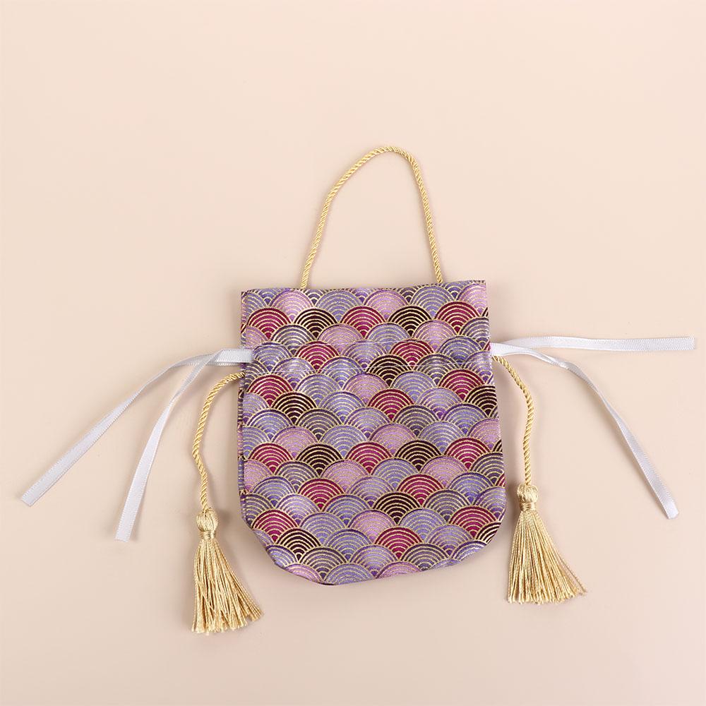 Sakura Floral Bowknot Tassel Handbag Lucky Cat Festive Sugar Bag Ribbon Bow Wrist Bag Outdoor