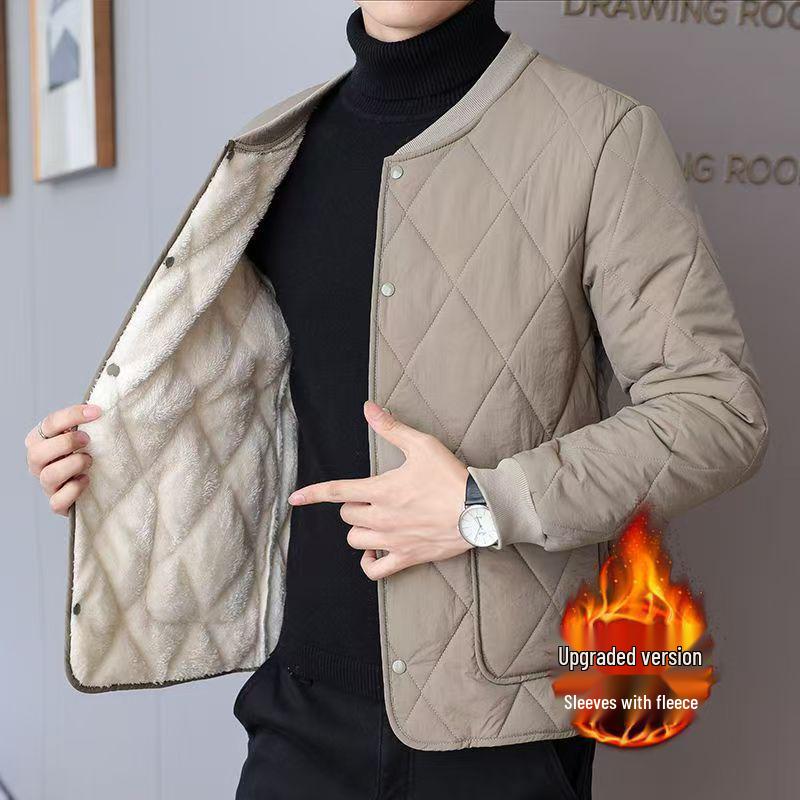 Men's Ultra-Lightweight Cotton Jacket with Stand Collar - Warm, Casual, Versatile Outerwear for Autumn & Winter.