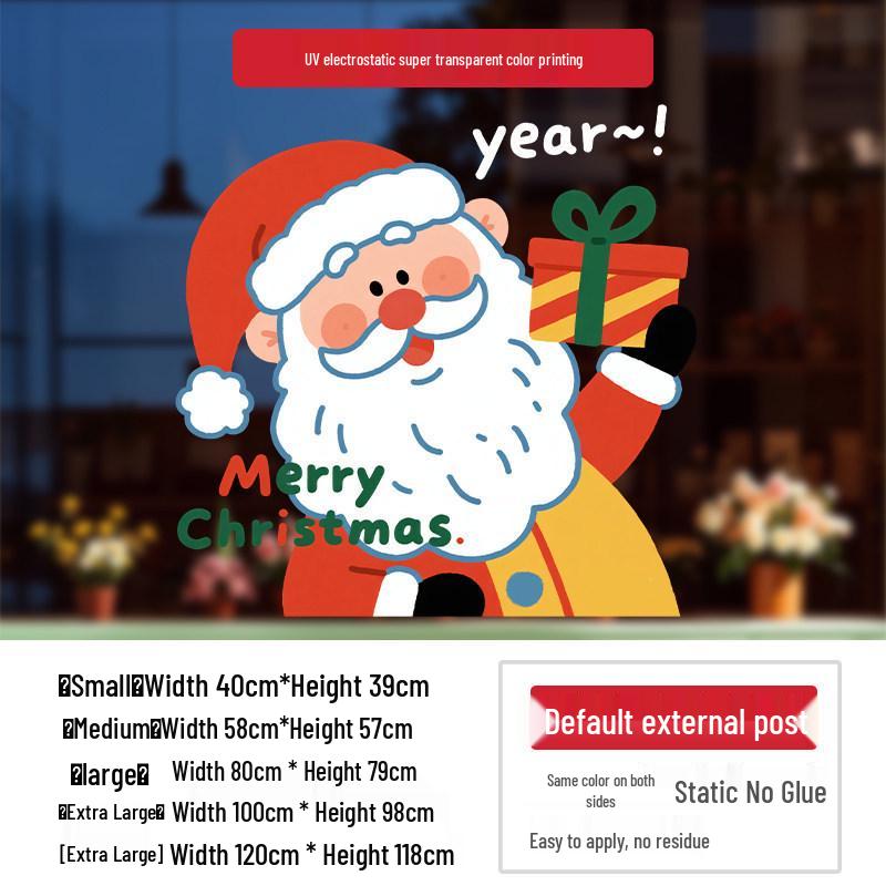 Santa Claus Wall Stickers: Cute Cartoon Christmas Decorations for Windows and Shop Layouts
