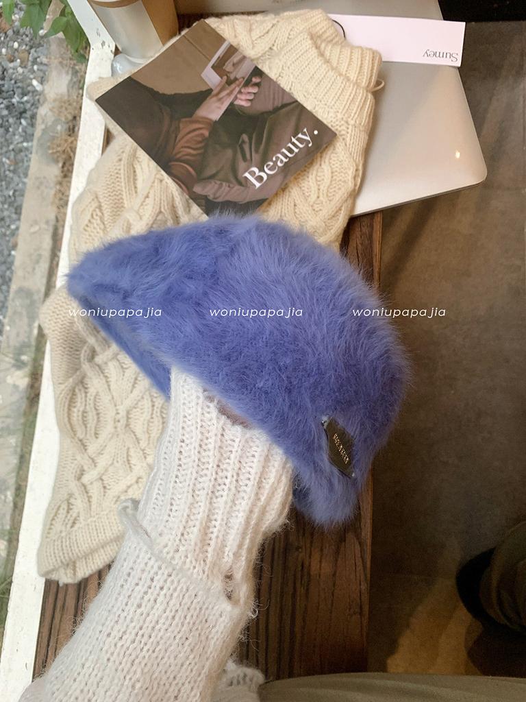And Cozy Fashionable Rabbit Fur Beret Stylish Retroinspired Winter Hat For Women