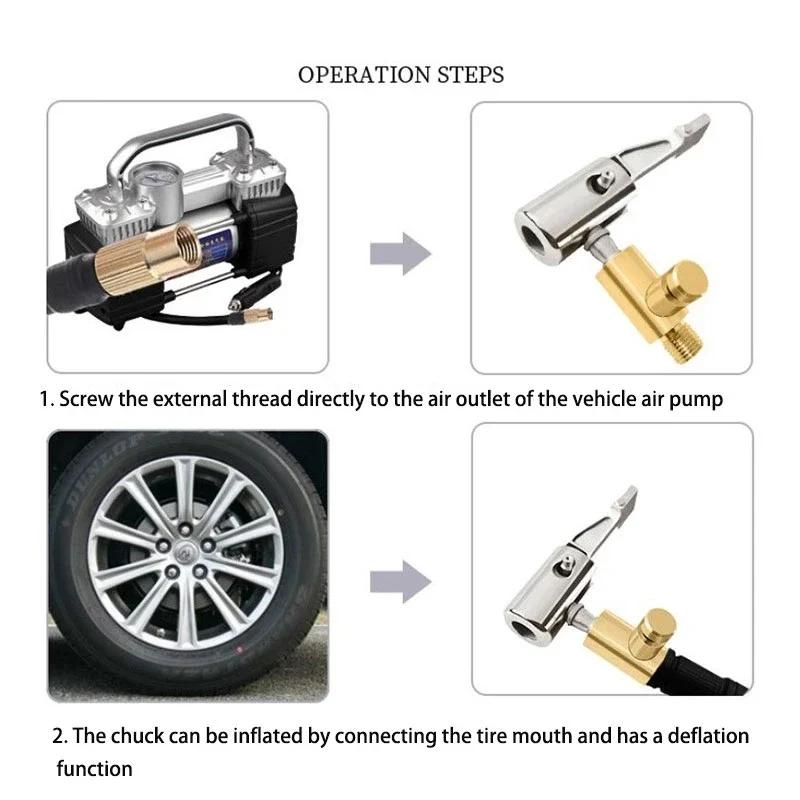 Tragbare aufblasbare Pumpe für Autoreifen-Luftspannfutter, Kompressor, Reifenfüller, Reifenspannfutter mit Widerhakenanschluss für die Schlauchreparatur