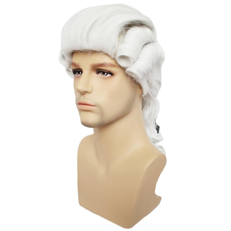 Synthetic Hair Colonial Cosplay Wig for Lawyer Blonde Wigs Long Curly Wavy Wigs for Unisex Adult Washington Costume