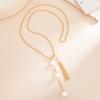 Fashion Snake Bone Chain Imitation Pearl Women's Necklace Exaggerated Gold Long Flowing Su Adjustable Necklace Party Jewelry