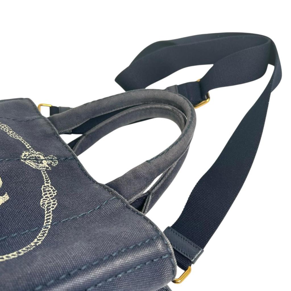 PRADA canvas Canapa Tote Bag denim blue Women Used