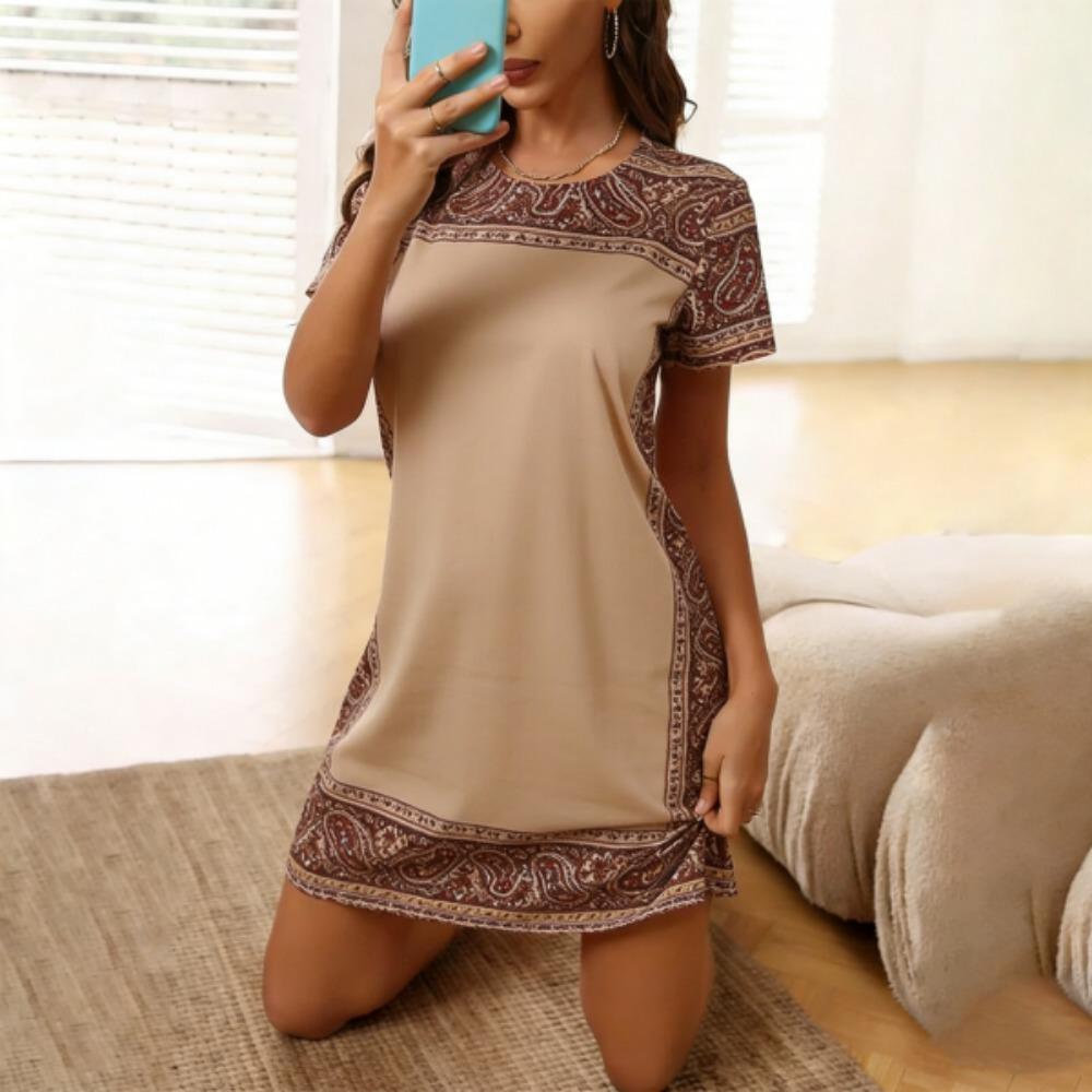 Summer Women's Casual Sleep Women Nightdress Short Sleeve Dresses Loose Fit Nightwear Home Clothes Nightie Loungewear Dresses