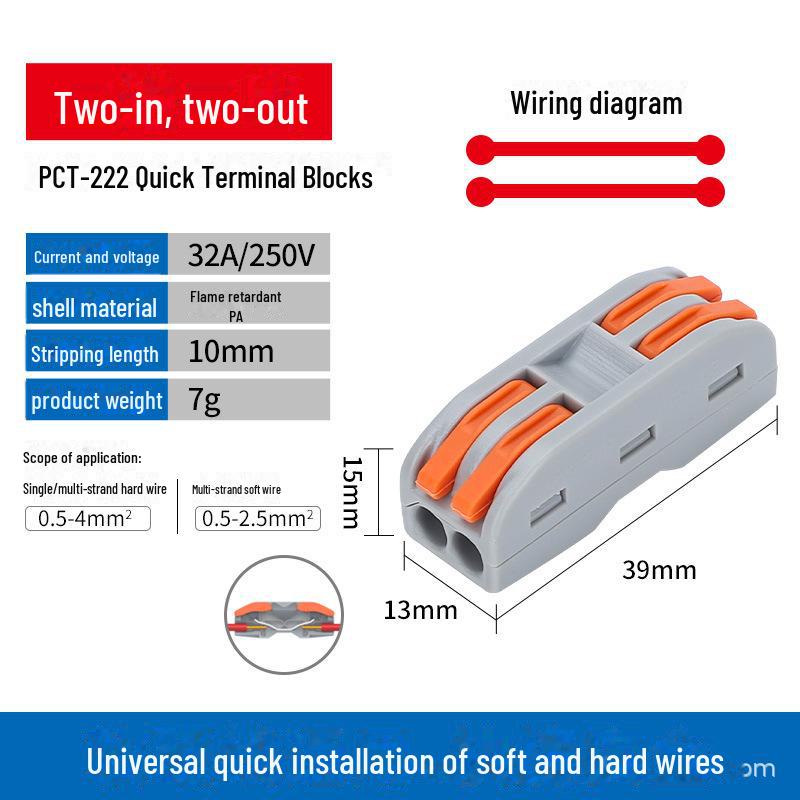 PCT-222 Dual Input/Output Universal Quick Wire Terminal
