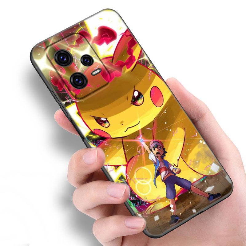 Cute P-Pikachu Black Silicone Phone Case For Xiaomi Redmi Note 9 10 11 11S 11T 12 13 Pro 5G Plus 9S 10S 12S