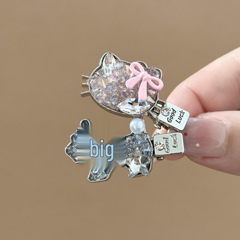 Elegant glittrande diamantkattunge hårklämma med rosett - Söt och chic ankklämma för luggstyling