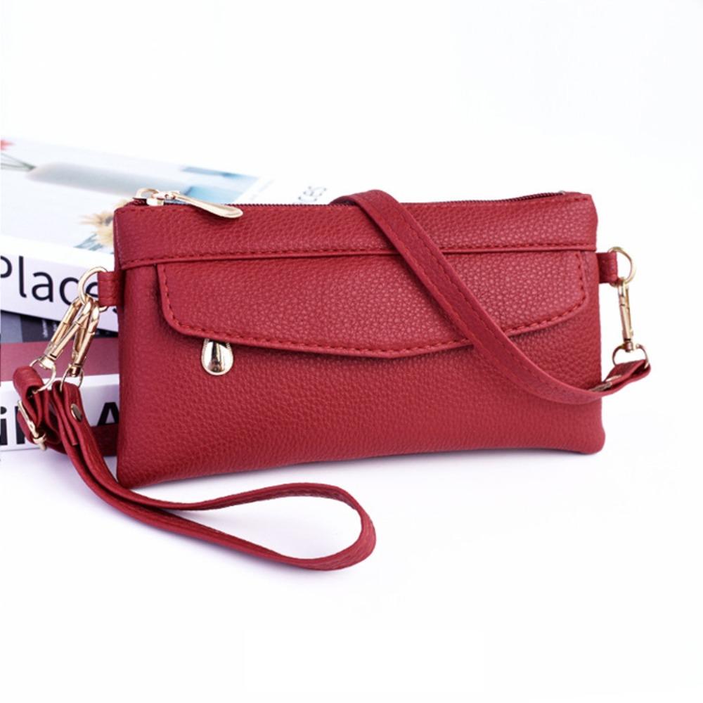 Leisure Style Crossbody Style Portable Wallet PU Leather Coin Pocket PU Leather Handbag Shoulder Crossbody Bag Evening Event красный