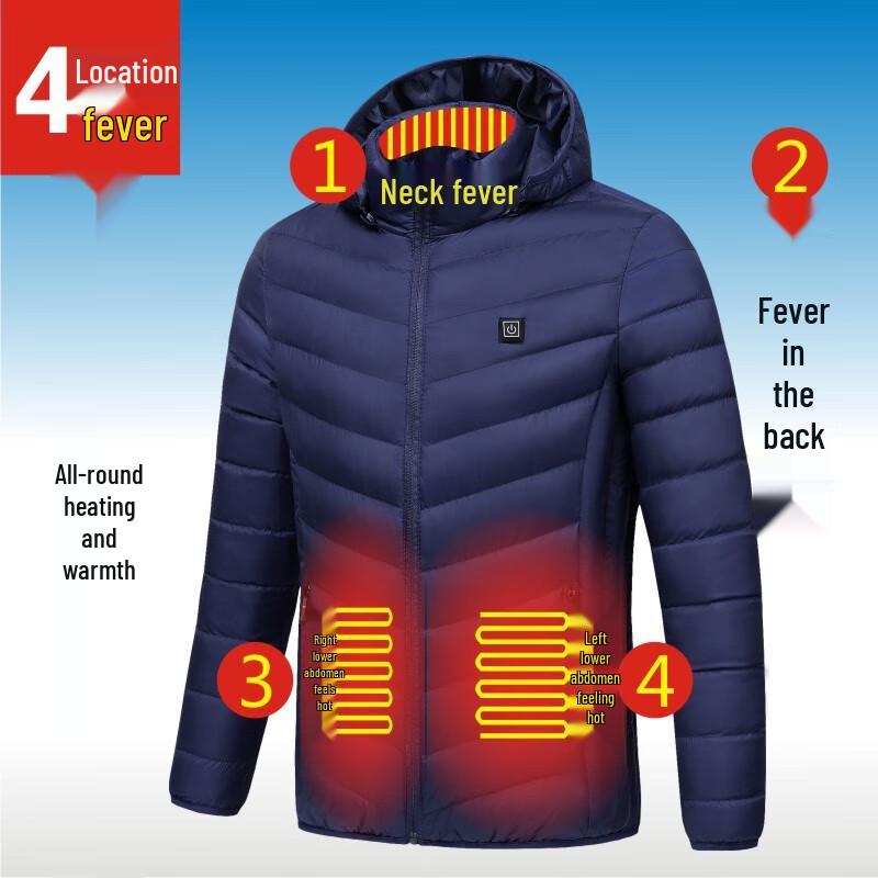 Unisex Smart USB Heated Hooded Cotton Jacket
