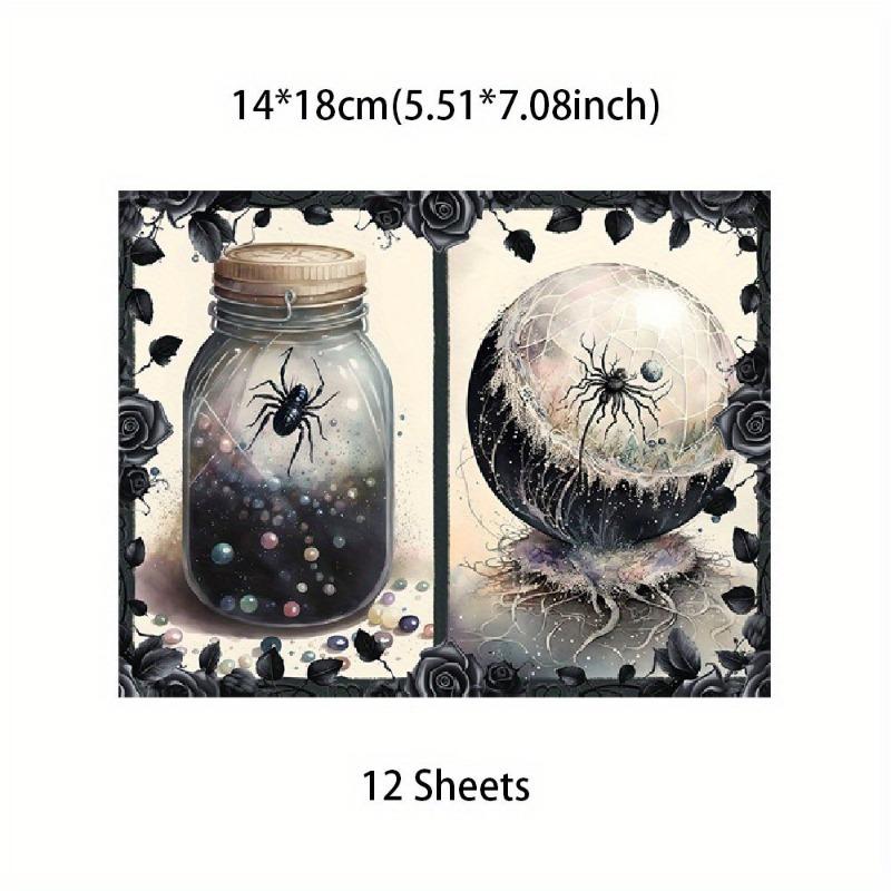 12 Arkuszy Gotycki Czarny Las Blok Papieru do Scrapbookingu, Vintage Papiernicze do Journalingu DIY, Ciężki Karton Narzędzia do Dekoracji