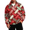 Men's Casual Stand Collar Sweatshirt with Holiday Christmas Print