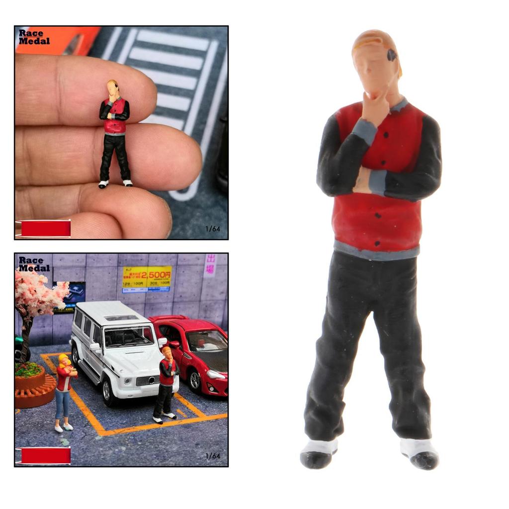 Tiny People Model People Hand Painted Figures Young man Train Park Street S Scale Models Standing Pose (1:64)