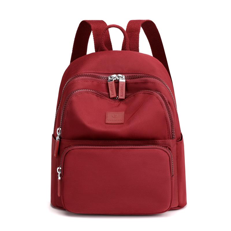 

Женский рюкзак в корейском стиле большой вместимости - Модный однотонный для колледжа и путешествий красный/винный