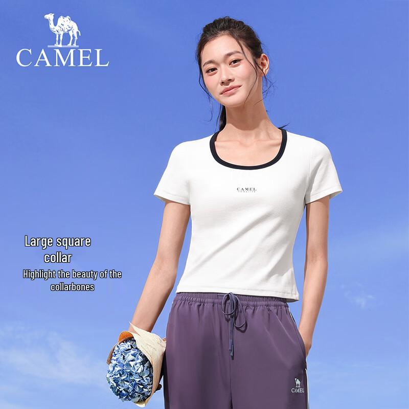 CAMEL Women's Cotton-Feel Square Collar Sport T-Shirt