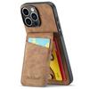FIERRE SHANN For iPhone 16 Pro Max Case Card Holder Kickstand Leather RFID Blocking Back Cover