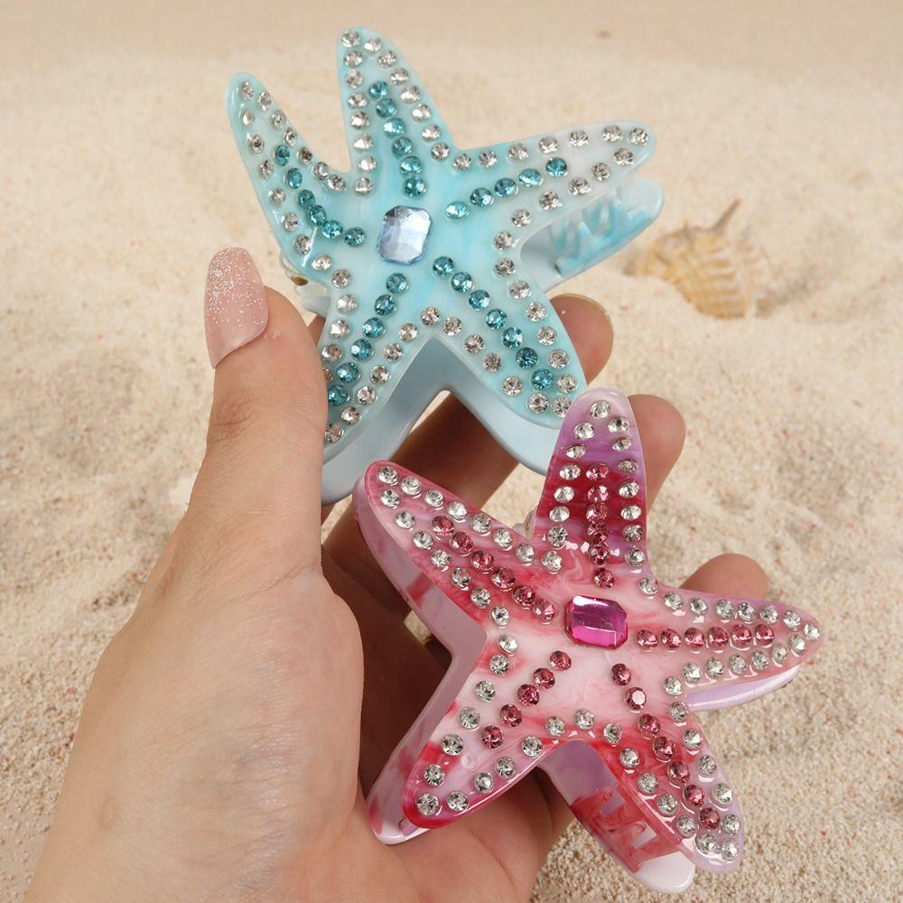 

Diamond Acetate Starfish Hair Claw Crystal Rhinestone Hair Clip Fashion Female