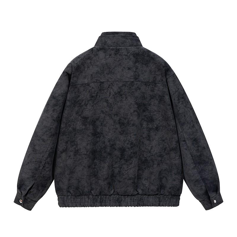 Mens PU Leather Harrington Jacket Pilot Style Workwear Outerwear Clean Fit Baseball Coat