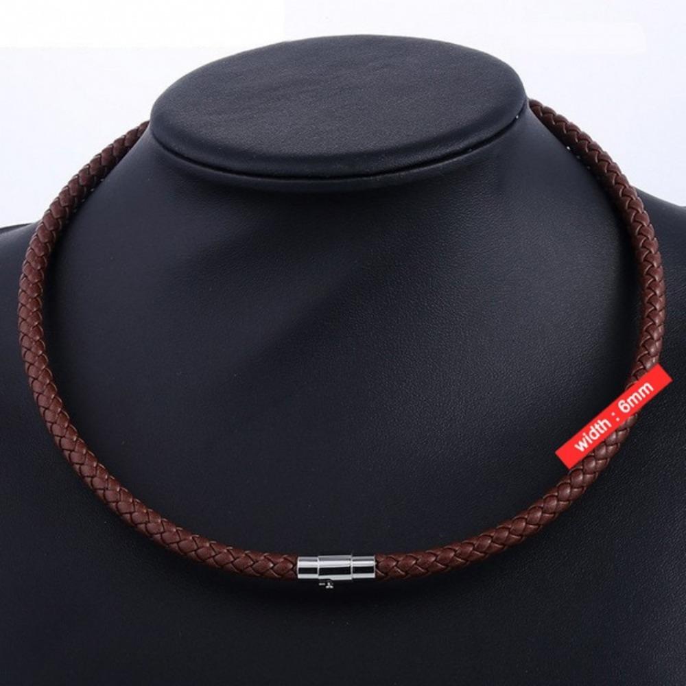 

Мужской коричневый плетеный кожаный шнур 4/6/7 мм из нержавеющей стали с магнитной застежкой 6mm-50cm коричневый