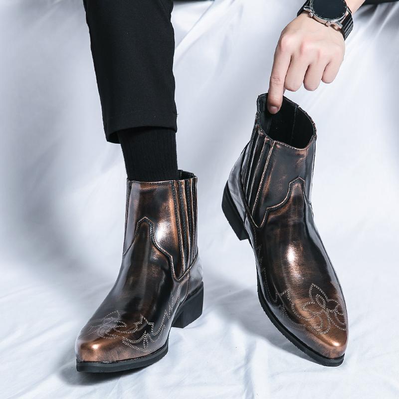 Designer Brand High-end Business Dress Shoes Groom's Wedding Shoes Hot Selling Leather Ankle Boots Men's High Top Shoes Big Size