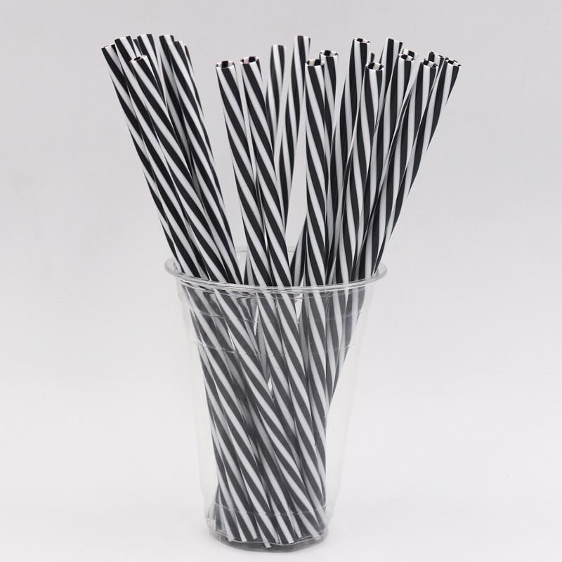 Plastic Rainbow Striped Drinking Straws With Twist Design For Party And Beverage Use