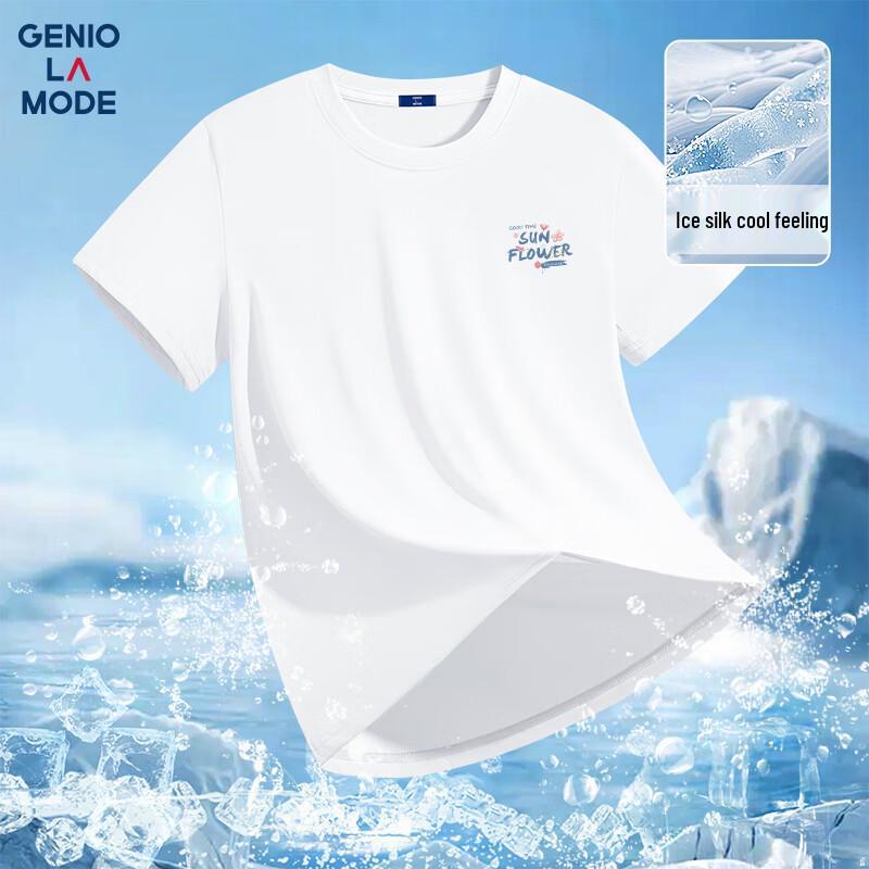 GENIOLAMODE Men s Ice Silk Cooling Printed Short Sleeve T-Shirt M