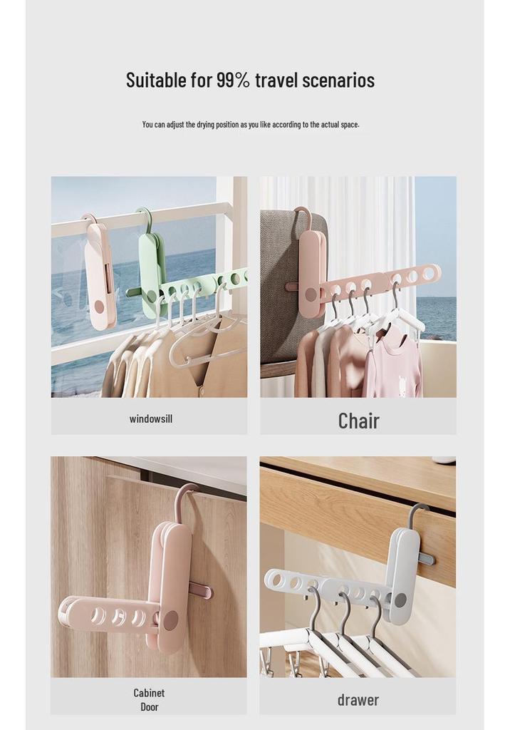Portable Foldable Multi-Hole Clothes Hanger for Travel and Business Trips