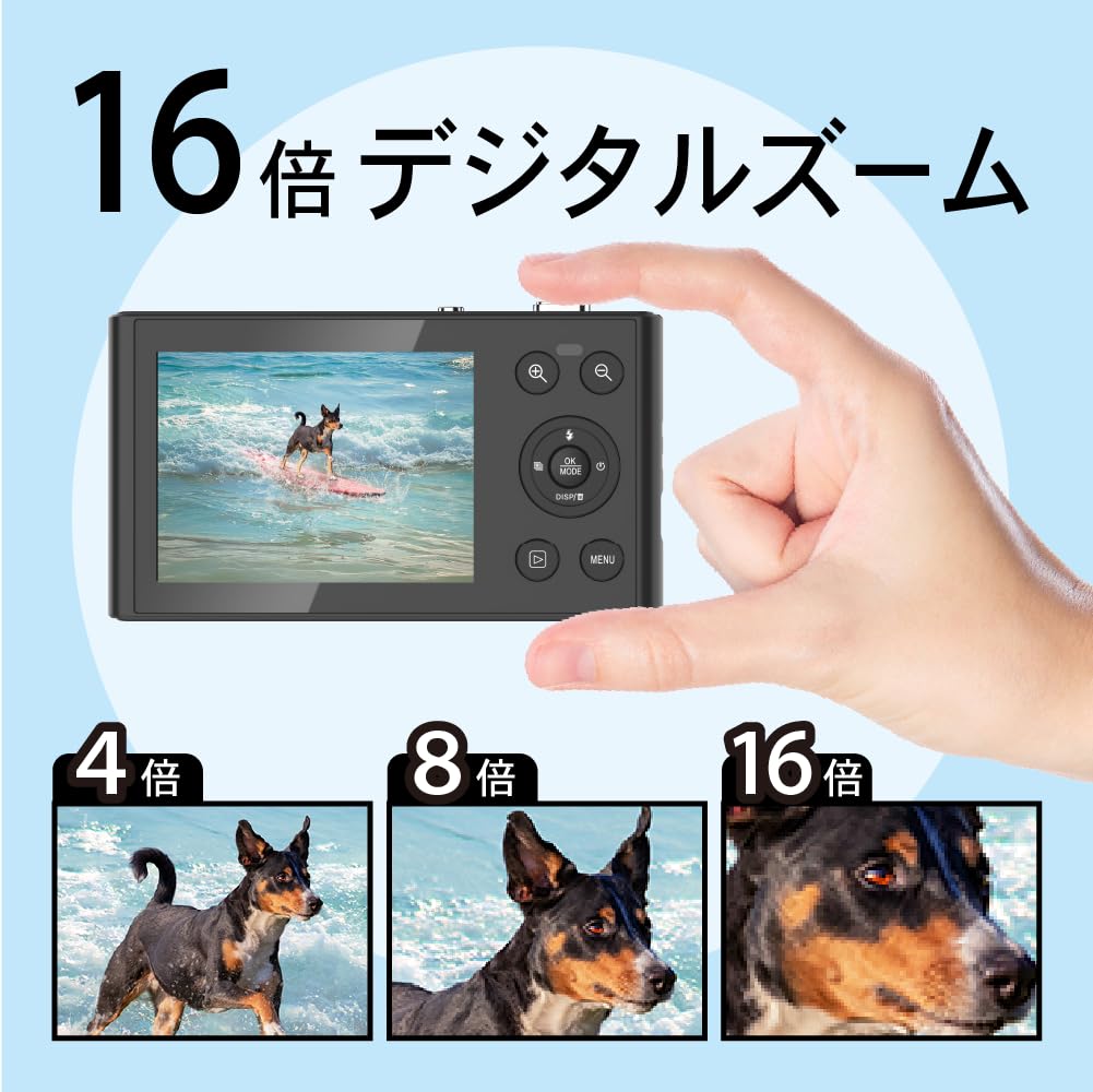 Slim 13MP Camera with 5K Video 16x Digital Compact Digital 1cm Lightweight MicroSD Card Compatible Support, Autofocus, Zoom, Built-in Type-C Charging,