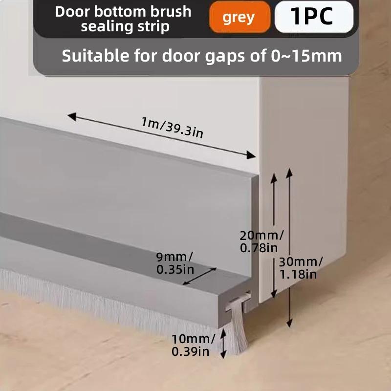 

1pc 1m/39.37in Brush Seal Strip Door Bottom Seal Strip Insectproof Soundproof Door Seal Strip Door Stop Self-adhesive Strip 1m серый
