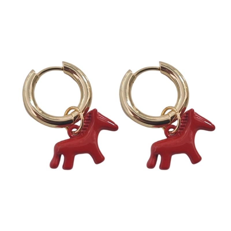 Unique Horse Pendant Earrings Fashion Earrings Ear Jewelry Alloy Texture Suitable for Casual and Formal Occasions