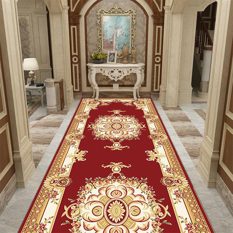 National Floral Living Room Area Rug European Corridor Hallway Carpet Bedroom Kitchen Floor Rug Anti-Skid Mat Entrance Doormat
