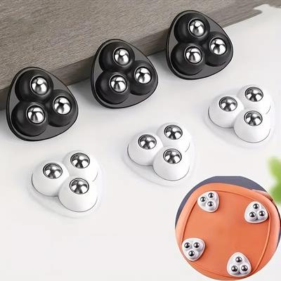 4PCS Three Bead Universal Wheel No Drilling Silent Wear-resistant Load-bearing Small Household Pulley