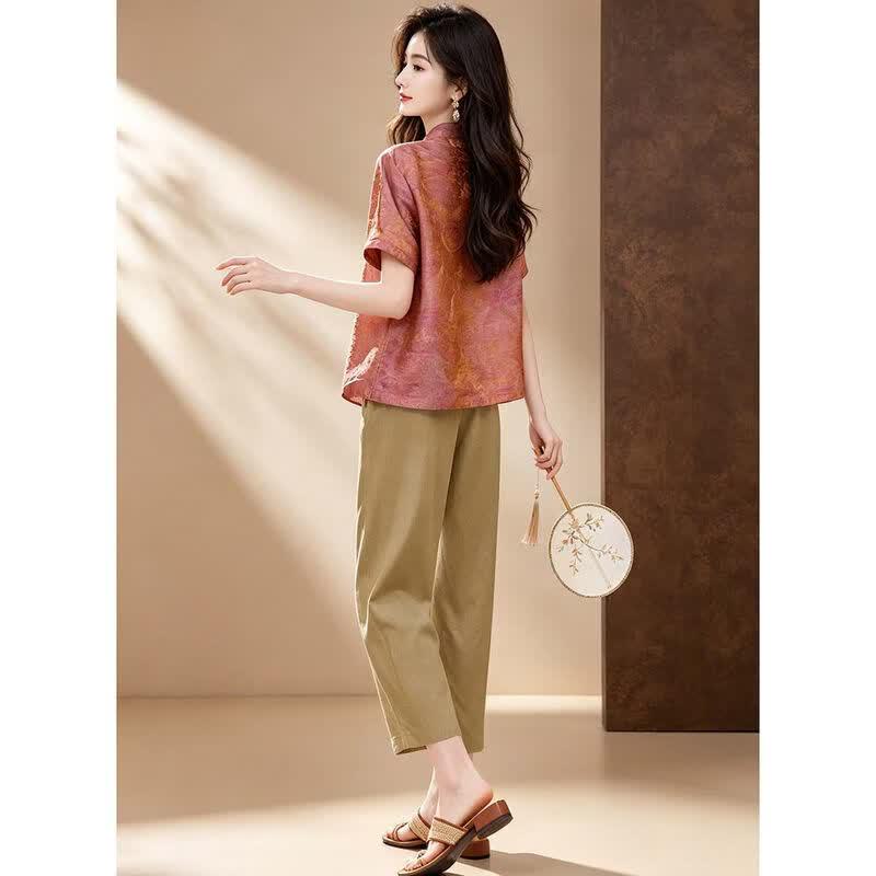 D.F.DEAR Women's Stand Collar Jacquard Two-Piece Set