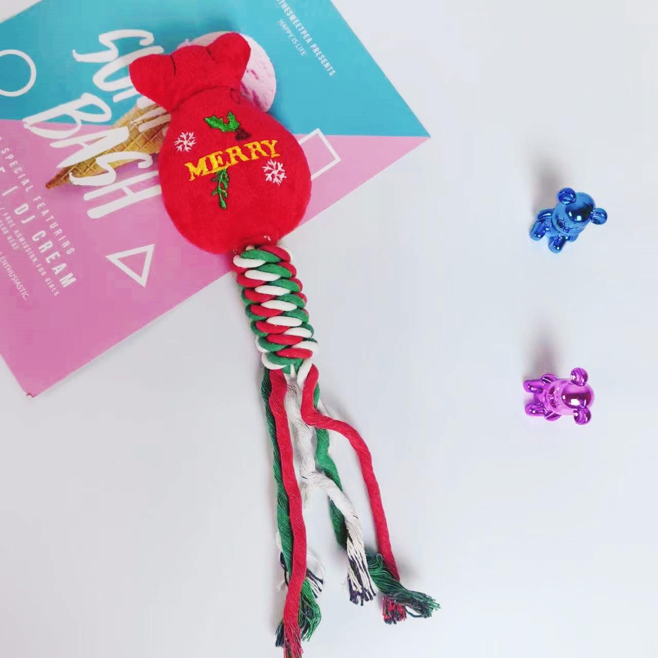 Pet Santa Gift Toys Dog Grinding Teeth Cleansing Bite Resistant Plush Toys Christmas Snowman Dog Toys Plush Bite Resistant Toy