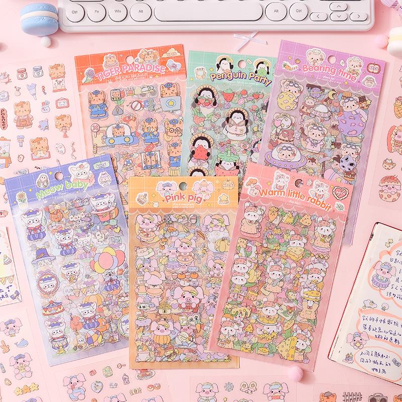 Adorable Cartoon Pet Stickers: Daily Journal & Phone Case Decor, DIY Waterproof Design