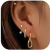 European & American Gold-Plated Zircon Interlocking Paperclip Earrings for Women