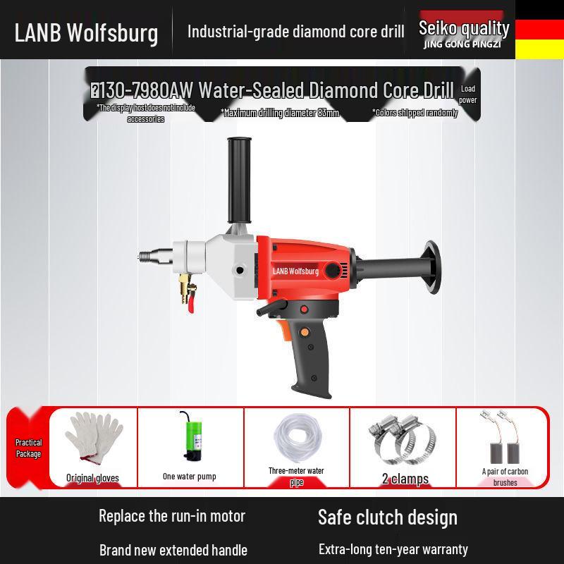 Diamantkern-Betonbohrer & Ständer – Handgehaltener Nass-/Trockenlochbohrer mit Wasserbohrermischer