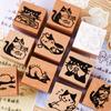 Charming Cats Themed Miniature Wood Stamps Adorable Cats Shape Stamp For Handmade Journal Card And Artistic Decorations