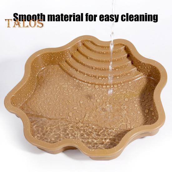 Reptile Bathing Pool Large Tortoise Feeding Dish Water Bowl with Ramp Aquarium Ornament for Lizard Gecko Snake Turtle Bearded Dragon