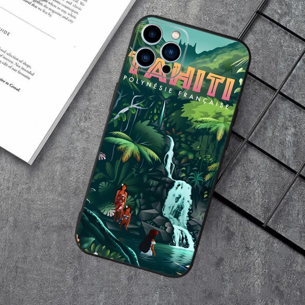 Hinano Tahiti Girl Beach Phone Case For iPhone 16,15,14,13,12,11,XS,XR,X,8,7,Pro,Max,Plus,mini Silicone Black Cover