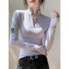 Women's Double-Sided Velvet Zipper Turtleneck Long Sleeve Top - Slimming and Warm for Autumn/Winter