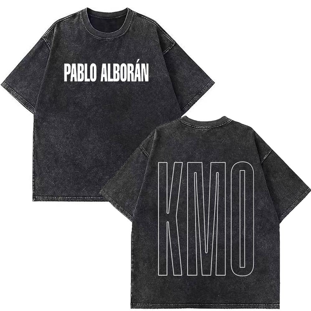 Singer Pablo Alborn Global Tour Kmo Print Vintage Washed T Shirt Unisex Women Fashion Tshirts Summer Loose Casual T Shirts