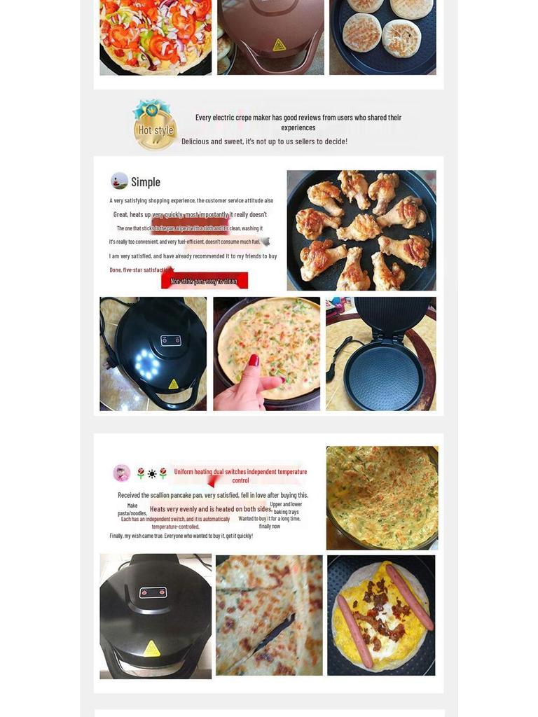 Large Electric Griddle with Dual-Sided Heating and Deepened Design for Crepes, Pancakes, and Cakes