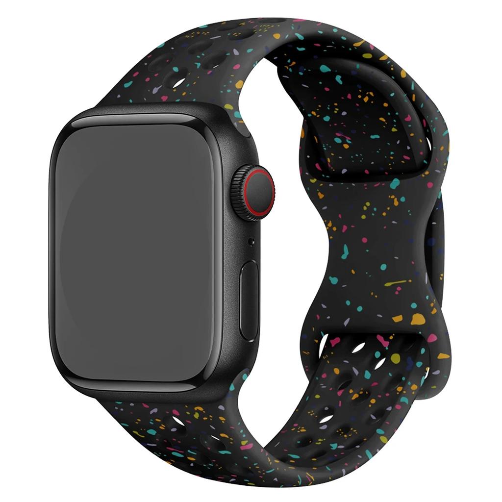 Color Particles Strap for Apple Watch Ultra 2 Band 49mm 45mm 44mm Silicone Bracelet for IWatch Series 9 8 7 6 5 41mm 42mm SE 4 3